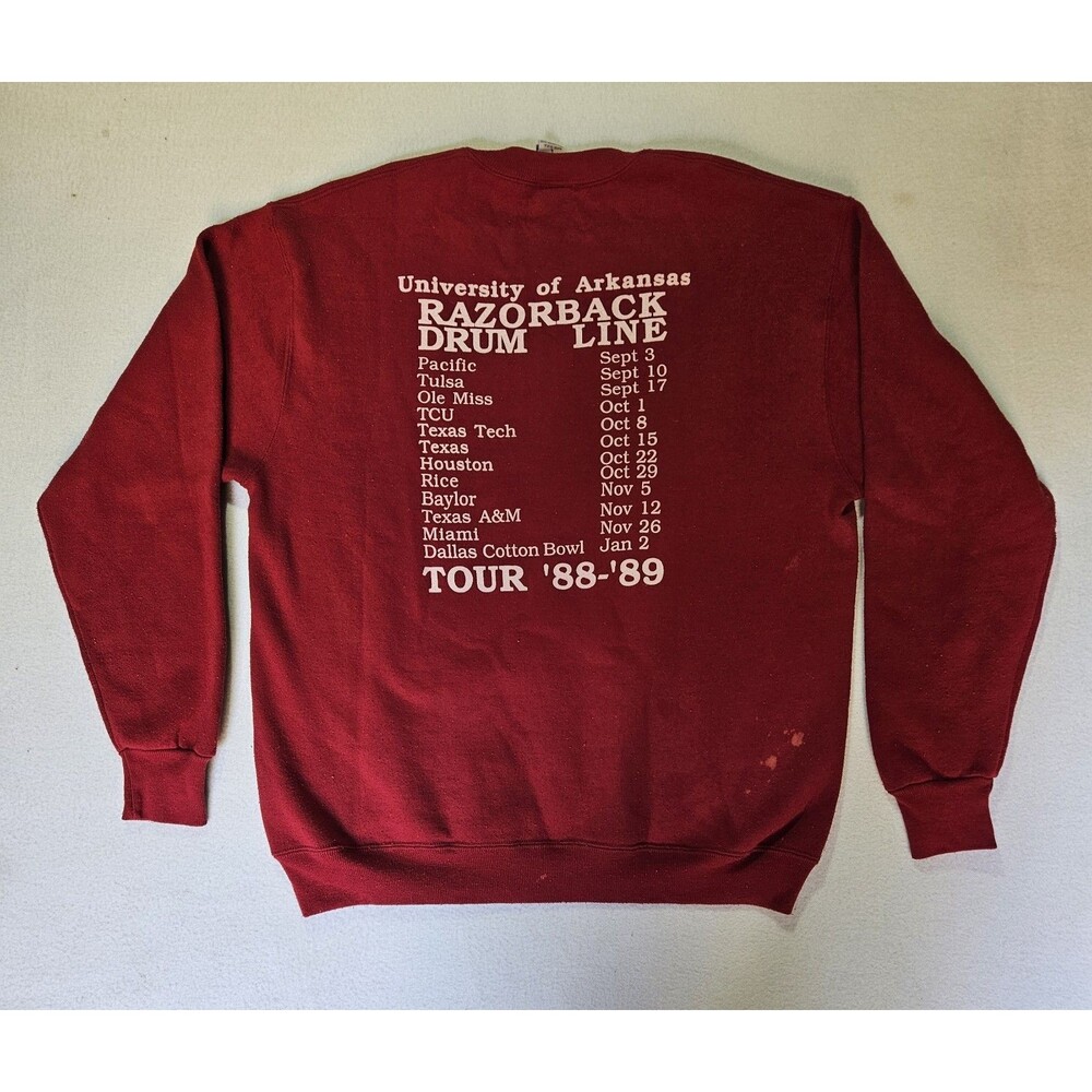VTG SZ. L 80's Russell Athletics Arkansas Razorbacks DRUM LINE 88-89 Sweatshirt - Picture 2 of 10